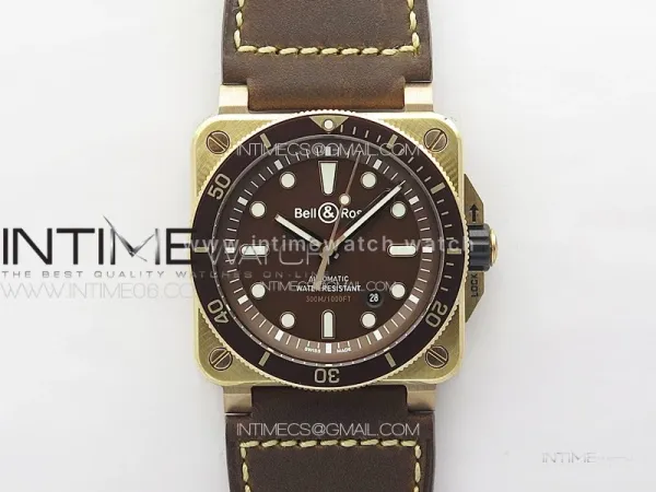 BR 03-92 Diver Ceramic Bezel Bronze B12 1:1 Best Edition Brown Dial on Brown Leather Strap A2824 (Free Rubber Strap)