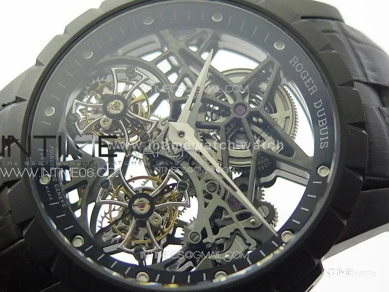 Excalibur Rddbex0820 DLC YSF Best Edition Skeleton Dial on Black Leather Strap Asian RD100 Double Tourbillon