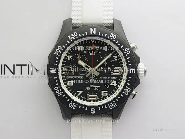 Professional Quartz Chrono White Inner Bezel 1:1 Best Edition Black Dial On White Rubber Strap Swiss Ronda