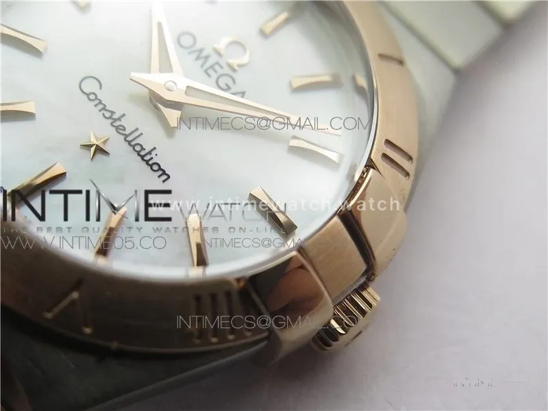 Constellation Ladies 27mm K11F 1:1 Best Edition SS/RG White MOP Dial Diamonds Markers on SS/RG Bracelet ETA Quartz