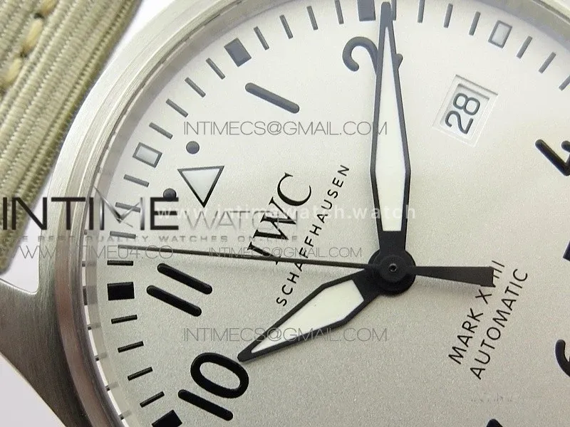 Mark XVIII IW327012 SS M+F 1:1 Best Edition White Dial on White Nylon Strap A2892 (Free Nylon Strap)
