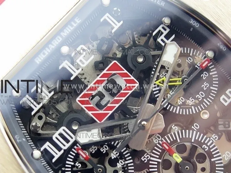 RM11-03 RG KVF 1:1 Best Edition Crystal Skeleton Dial on Red Rubber Strap A7750