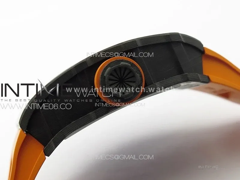RM035-02 Forged Carbon Case KUF Best Edition Orange Crown on Orange Rubber Strap MIYOTA8215