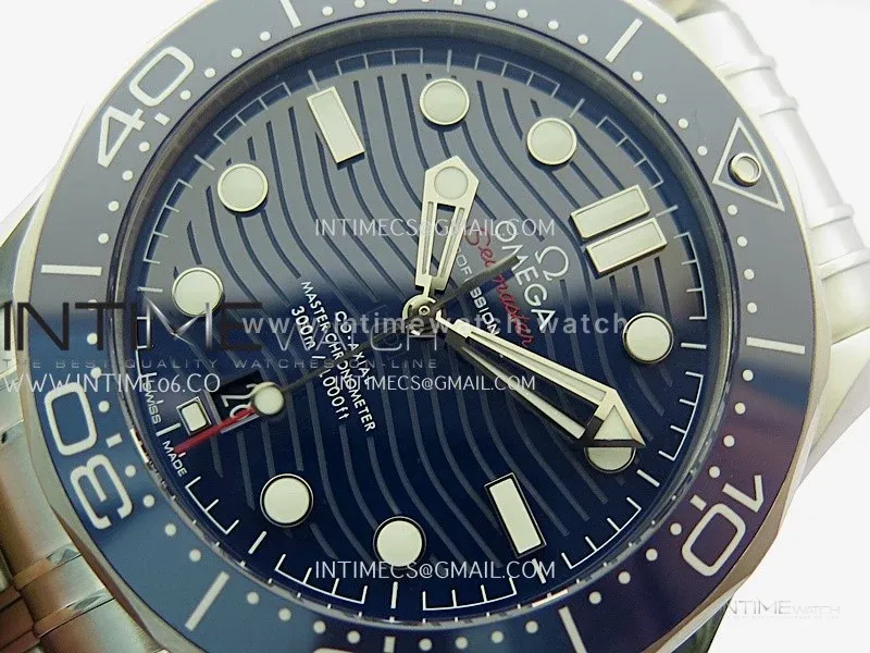 Seamaster Diver 300M Blue Ceramic Bezel Free Sprung ORF 1:1 Blue Dial On SS Bracelet Asian Super Clone 8800