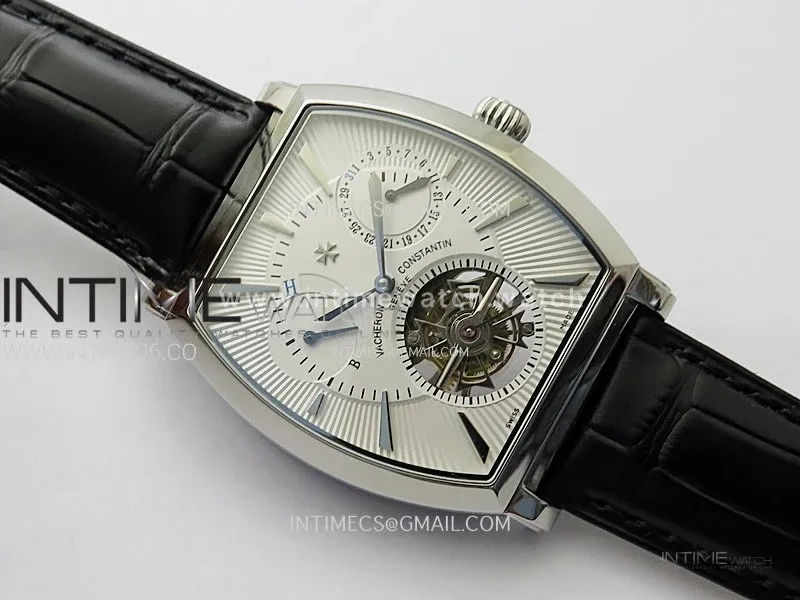 Malte Tourbillon SS AXF Best Edition White Dial on Black Leather Strap