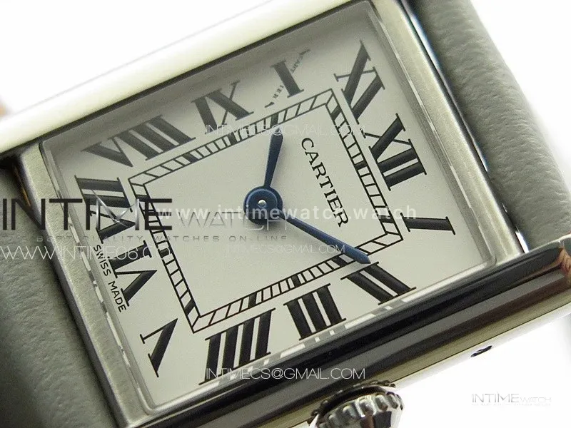 Tank Louis Ladies 22mm SS 8848F 1:1 Best Edition White Dial on Gray Leather Strap Ronda Quartz