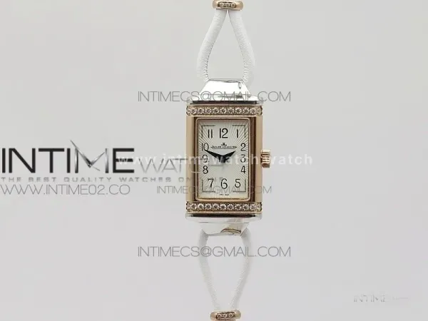 Reverso Ultra Thin Duoface RG SWF White Dial on Line White Leather Strap Ronda Quartz