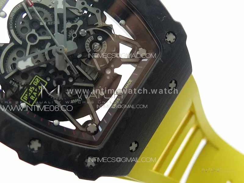RM 035-02 Rafael Nadal NTPT Carbon on Yellow Rubber Strap