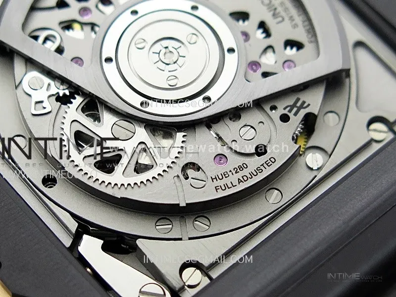 Square Bang Unico 42mm RG/Ceramic BBF 1:1 Best Edition Skeleton Dial on Black Rubber Strap A1280