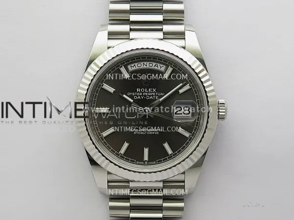Day Date 228239 40mm 904L SS VSF 1:1 Best Edition Gray Dial Stick Marker On SS President Bracelet DD3255