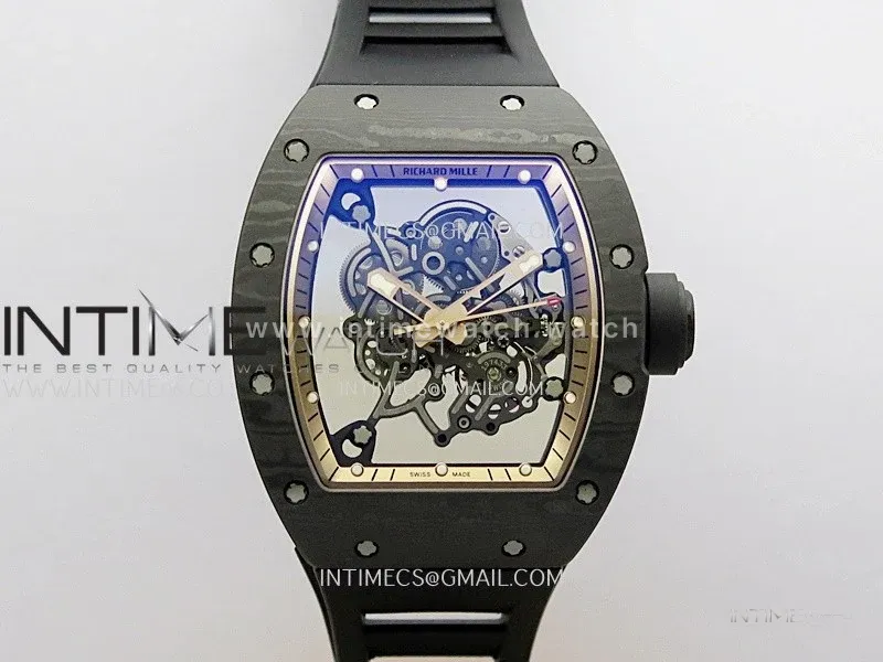RM055 RG Inner Bezel Black Crown NTPT ZF 1:1 Best Edition on Black Rubber Strap RMUL2 Super Clone V2