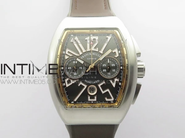Vanguard V45 Chrono Brushed SS/RG ABF Best Edition Gray Dial on Gray Gummy Strap A7750