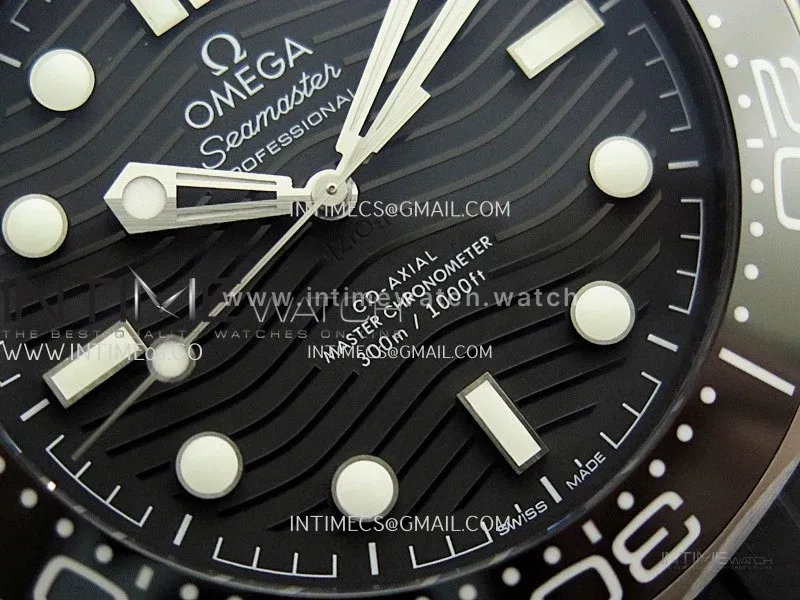 Seamaster Diver 300M Black Ceramic/SS VSF 1:1 Best Edition Black Dial On Black Rubber Strap Super Clone Asian 8806
