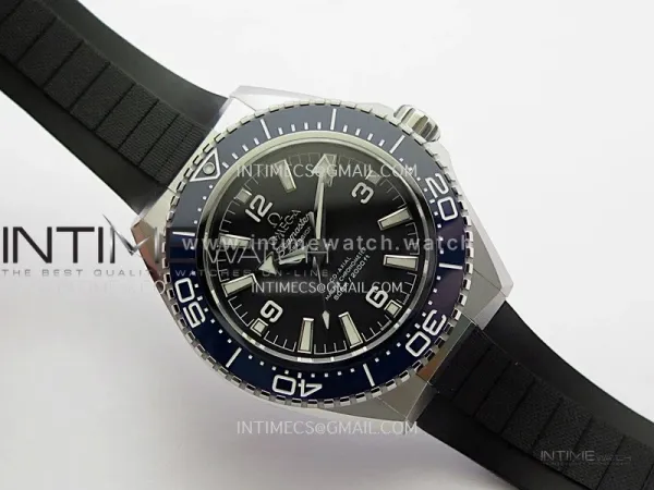 Seamaster 2025 New Model 217.32.42.21.01 Blue Ceramic Bezel VS+F Black Dial On Black Rubber Strap A8912