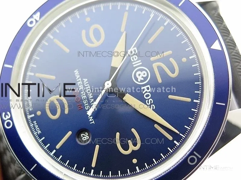Vintage BR123 SS Blue Dial Blue Bezel on Black Rubber Strap MIYOTA 9015