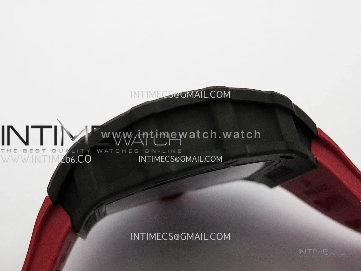 RM035-02 Black NTPT GTF Best Edition Skeleton Dial On Red Rubber Strap RMAL1 Super Clone (Free Sprung)