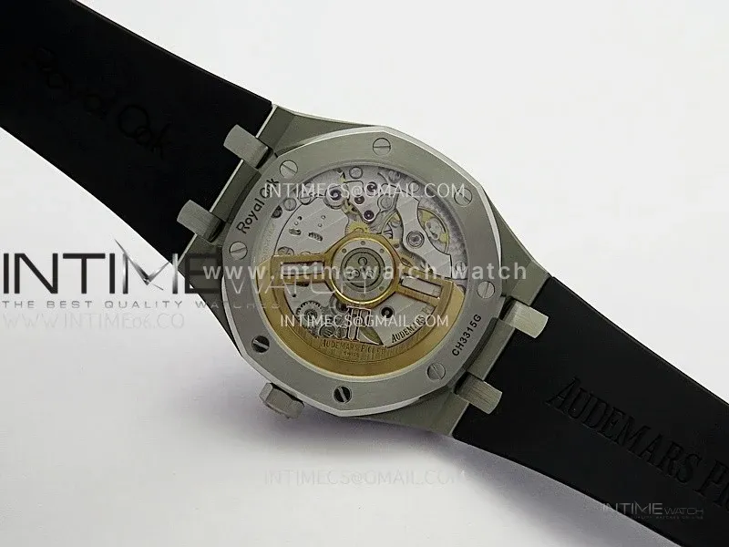 Royal Oak 41mm 15510 SS DDF 1:1 Best Edition Silver Dial On Black Rubber Strap Super Clone DD4302
