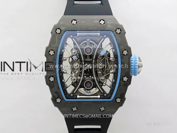 RM053-01 Real Forge Carbon JBF Best Edition Skeleton Dial on Black Rubber Strap Asian Movement