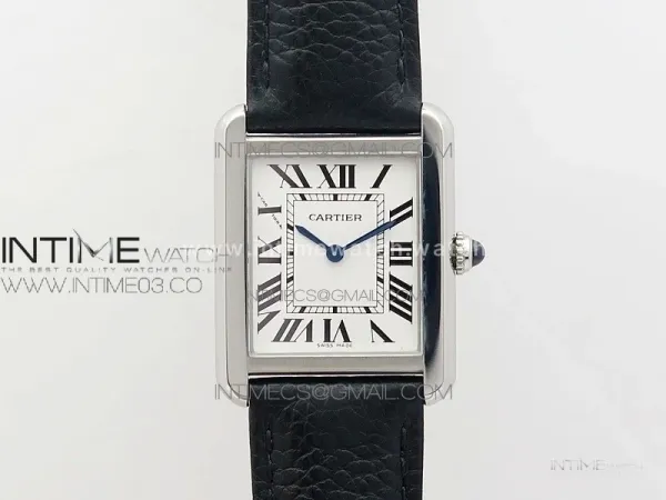 Tank Solo Ladies 25mm SS AF 1:1 Best Edition White Dial on Black Leather Strap Ronda Quartz