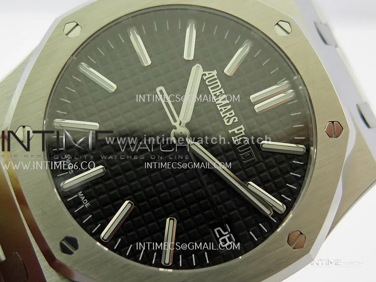 Royal Oak 41mm 15510 SS JF 1:1 Best Edition Black Dial On SS Bracelet Super Clone DD4302 (Free Sprung Look)