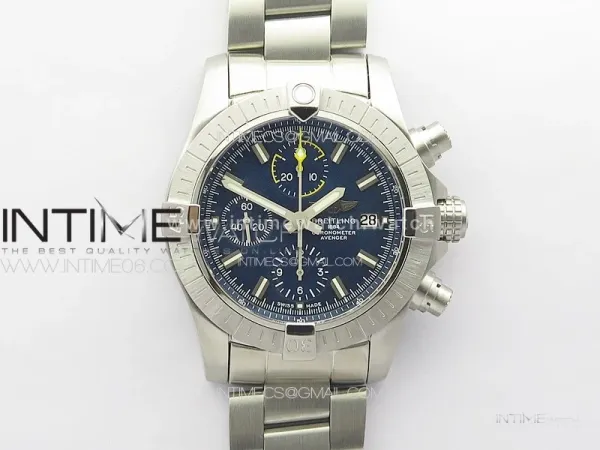 Avenger Chrono SS Yellow Second hand B50 Blue Dial on SS Bracelet A7750