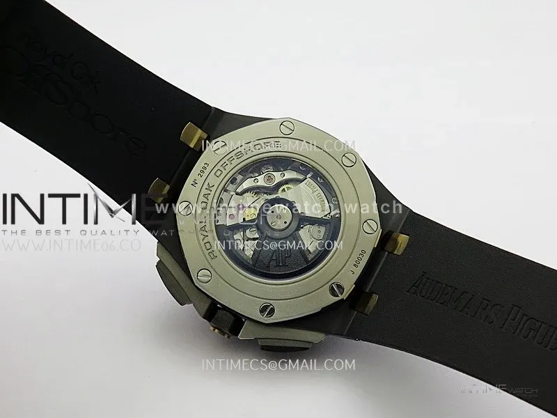 Royal Oak Offshore 44mm Black Ceramic JF 1:1 Best Edition Gray Dial On Black Rubber Strap A3126