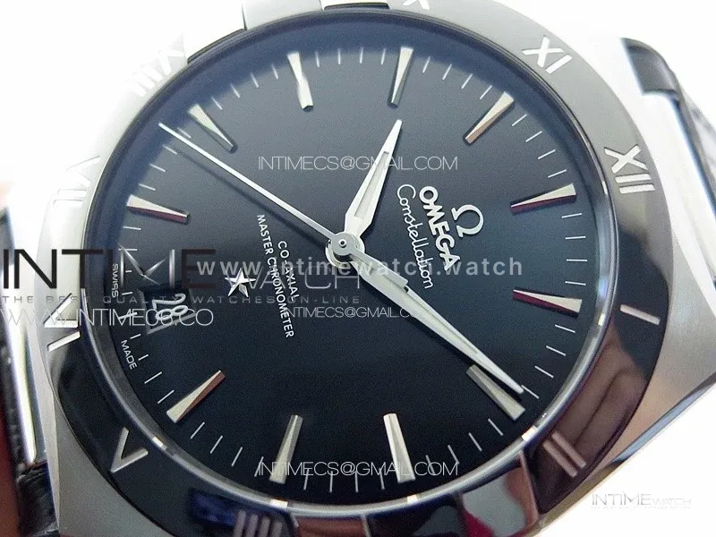 Constellation 41mm SS/Black Ceramic Bezel VSF 1:1 Best Edition Black Dial on Black Gummy Strap A8900