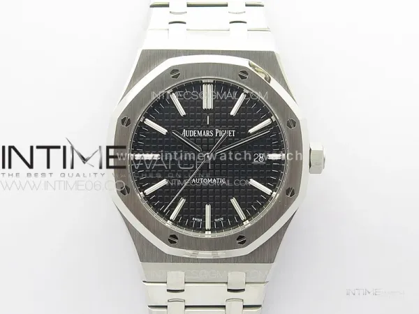Royal Oak 41mm 15400 SS ZF 1:1 Best Edition Black Textured Dial on SS Bracelet SA3120 Super Clone