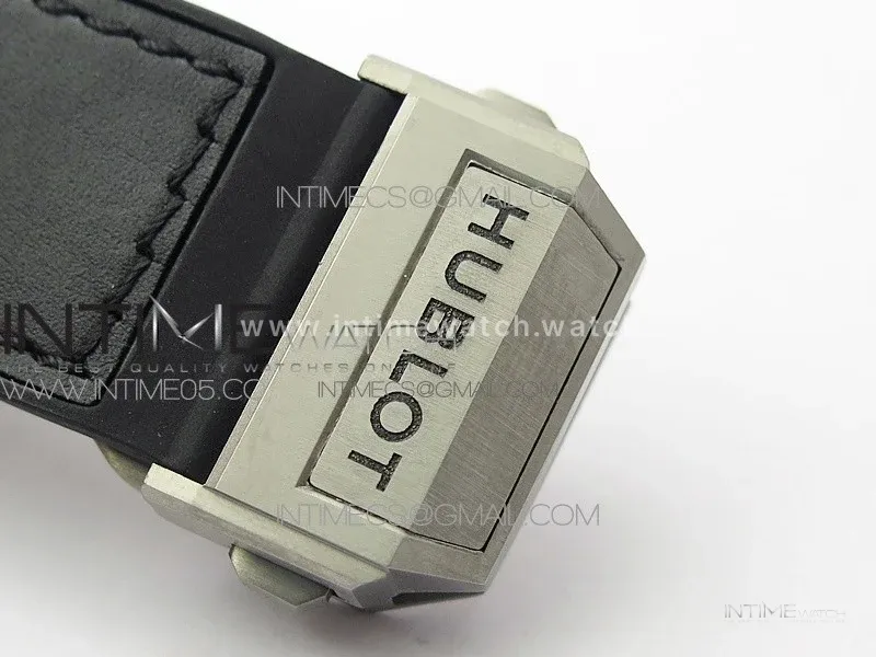 Big Bang Sang Bleu Ti Crystal And Case WWF 1:1 Best Edition Black Skeletonal Dial On Black Gummy Strap Asian HB1213 V2