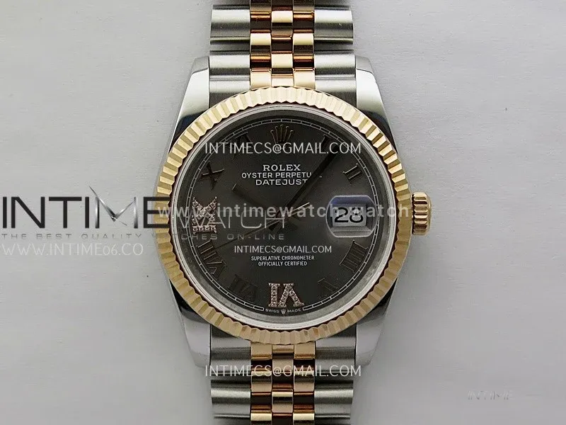 DateJust 126231 904L SS/RG JDF 1:1 Best Edition Gray Dial RG Roman Markers on Jubilee SS/RG Bracelet