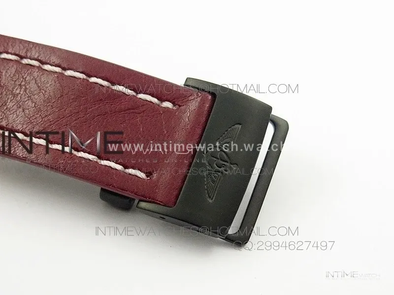 Avenger GMT DLC Black Stick Marker Textured Dial Red Inner Bezel on Leather strap A2836