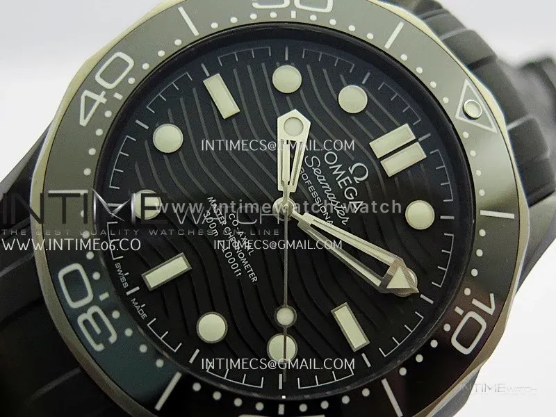 Seamaster Diver 300M Black Ceramic/SS VSF 1:1 Best Edition Black Dial On Black Rubber Strap Super Clone Asian 8806