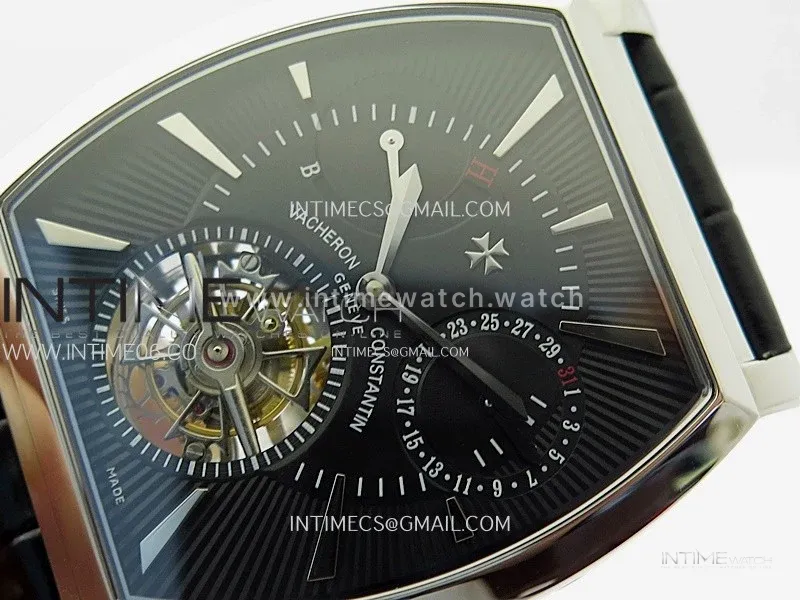 Malte Tourbillon SS AXF Best Edition Black Dial on Black Leather Strap