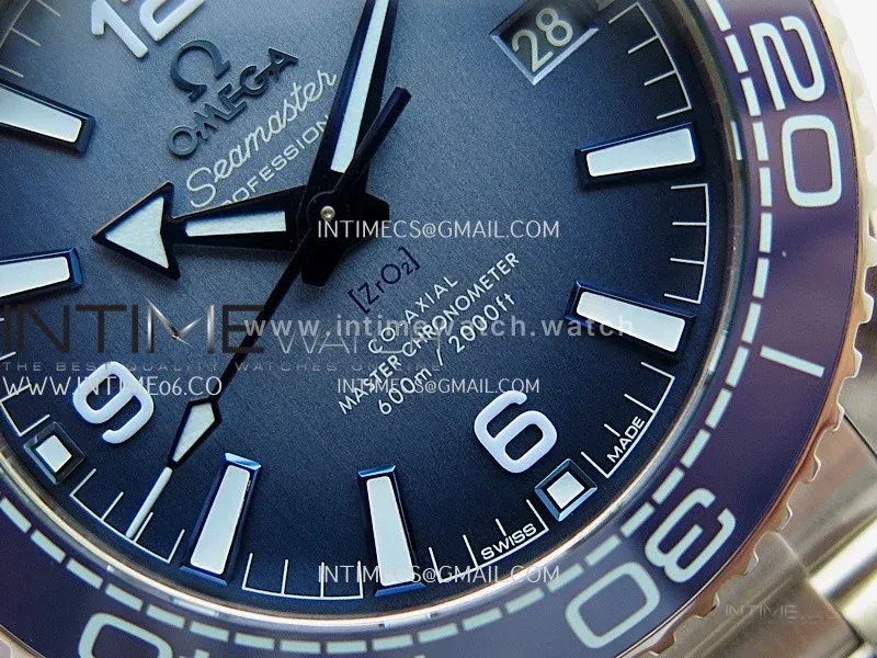 Planet Ocean 39.5mm Blue Ceramic Bezel SS V4 VSF 1:1 Best Edition Summer Blue Dial On SS Bracelet Super Clone Asian 8800
