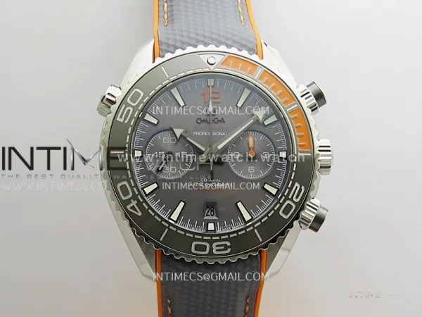 Planet Ocean Master Chronometer Gray/Orange Ceramic Bezel SS VRF 1:1 Best Edition Gray Dial On Gray Rubber Strap A9900