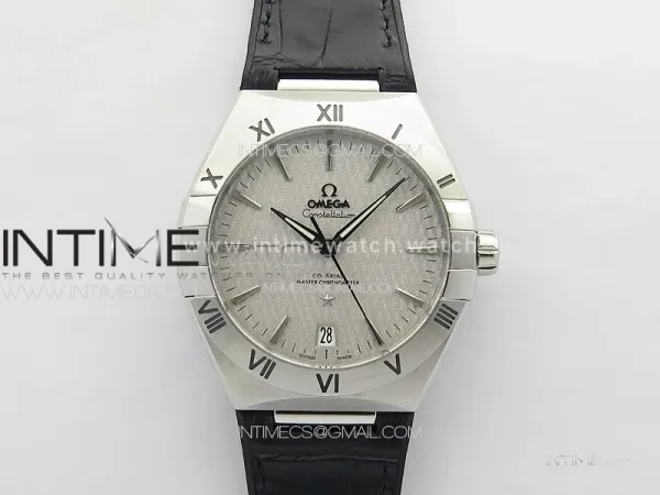 Constellation 39mm SS VSF 1:1 Best Edition Silvevr Textured Dial on Black Leather Strap A8800