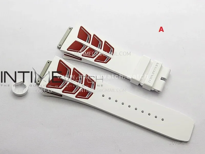 3AF 1:1 Richard Mille Shark Dual Color Rubber Straps Include Crown O Ring For RM055 And RM035 Watches