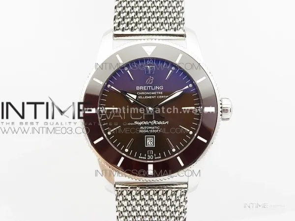 Super Ocean Heritage Brown Ceramic Bezel SS Brown Dial on SS Bracelet A2824