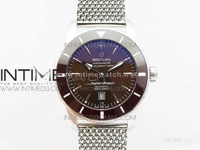 Super Ocean Heritage Brown Ceramic Bezel SS Brown Dial on SS Bracelet A2824