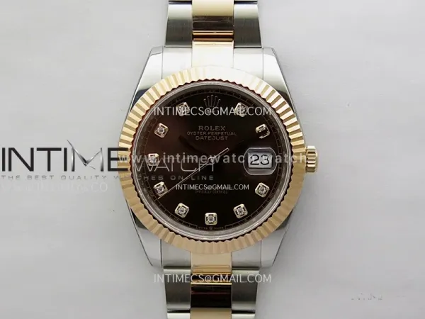 DateJust 41mm 126331 904 SS/RG ONE Factory 1:1 Brown Dial Diamond Markers On SS/RG Oyster Bracelet DD3235 V2