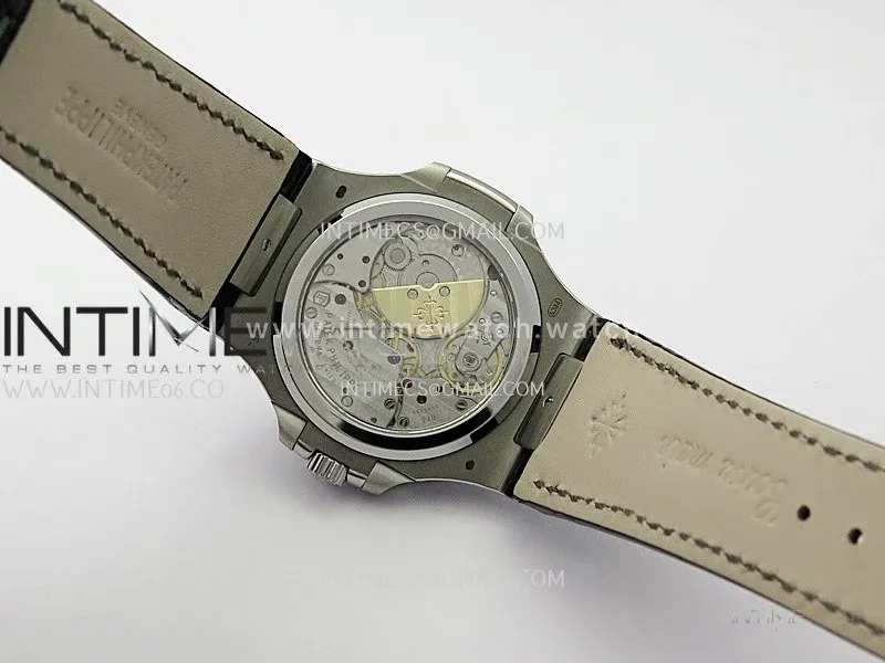 Nautilus 5724G SS/T Diamonds PPF 1:1 Best Edition Blue Dial on Black Leather Strap A240 Super Clone
