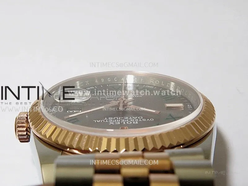 DateJust 126231 904L SS/RG JDF 1:1 Best Edition Gray Dial Green Roman Markers on Jubilee SS/RG Bracelet