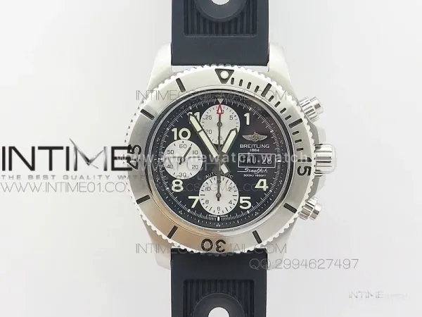 SuperOcan SteelFish SS Black Dial on Black Rubber Strap A7750