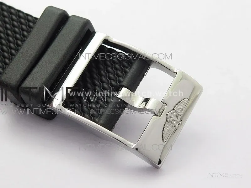 SuperOcean 42mm AB2010 SS/RG B50 1:1 Best Edition Black Dial Black Ceramic Bezel on Black Rubber strap A2824