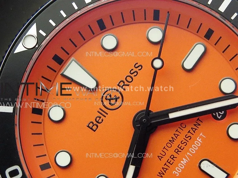 BR 03-92 Diver SS B12 1:1 Best Edition Orange Dial on Black Nylon Strap A2824 (Free Leather)