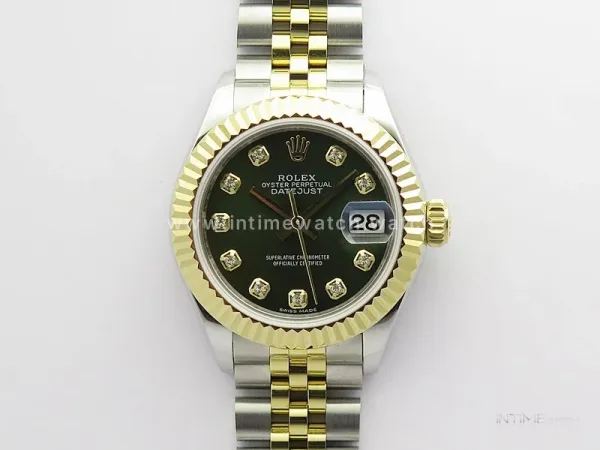 Datejust 28mm 279173 SS/YG BP Best Edition Green Crystals Markers Dial on SS/YG Jubilee Bracelet ETA2671