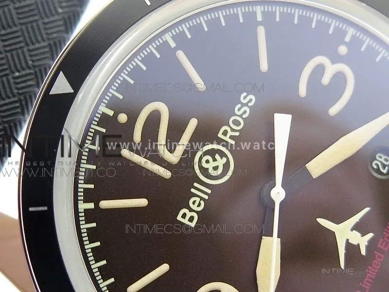 Vintage BR123 50 Years SS Brown Dial on Black Rubber Strap MIYOTA 9015