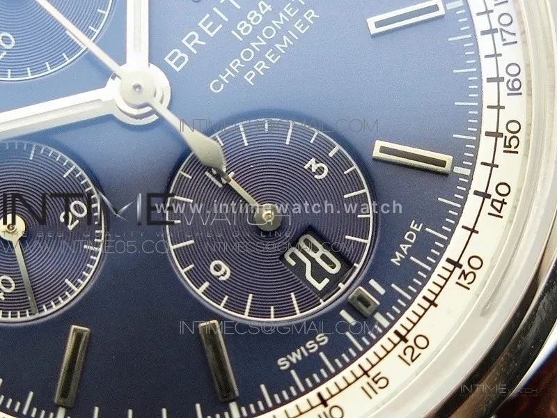 Premier B01 Chronograph 42 Blue Dial on Leather Strap Ref. A13315351C1X2
