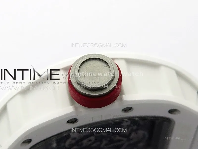 RM055 Real Ceramic Case KUF Best Edition Red Crown on White Rubber Strap MIYOTA8215
