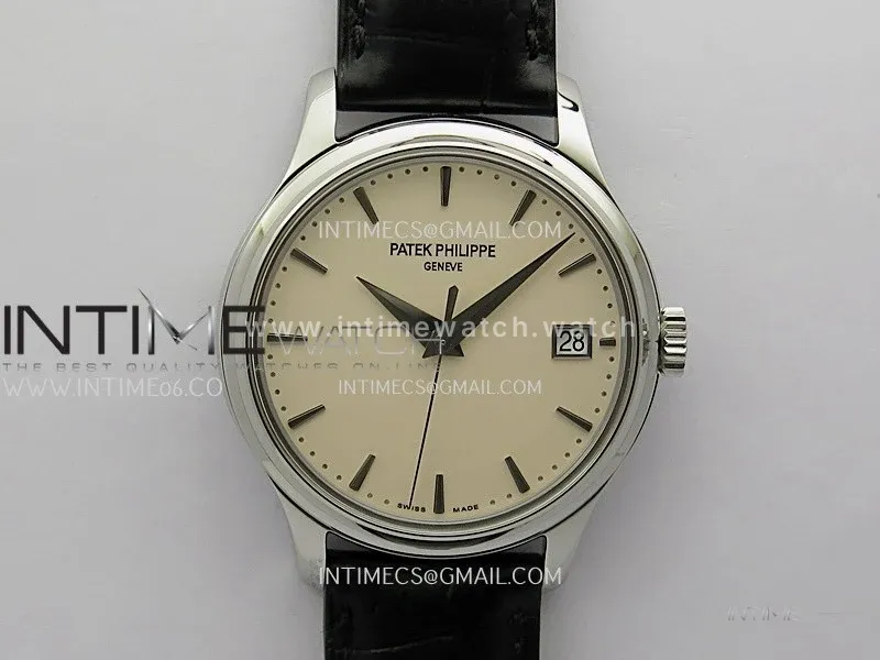 Calatrava 5227 SS 3KF 1:1 Best Edition White Dial on Brown Leather Strap A324 Super Clone V2